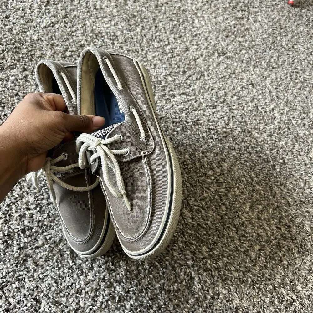 Sperry Mens Halyard 2-Eye Gray Canvas Boat Shoe Size US 7.5 M Gray